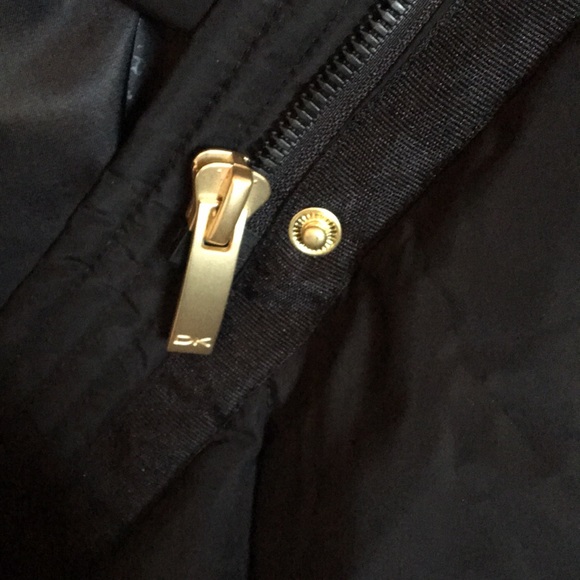 Donna Karan Small long black coat gold buttons knee length coat - Picture 12 of 15